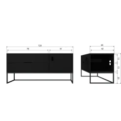 TV-meubel Silas Grenen 120cm - Zwart - Loft24.nl