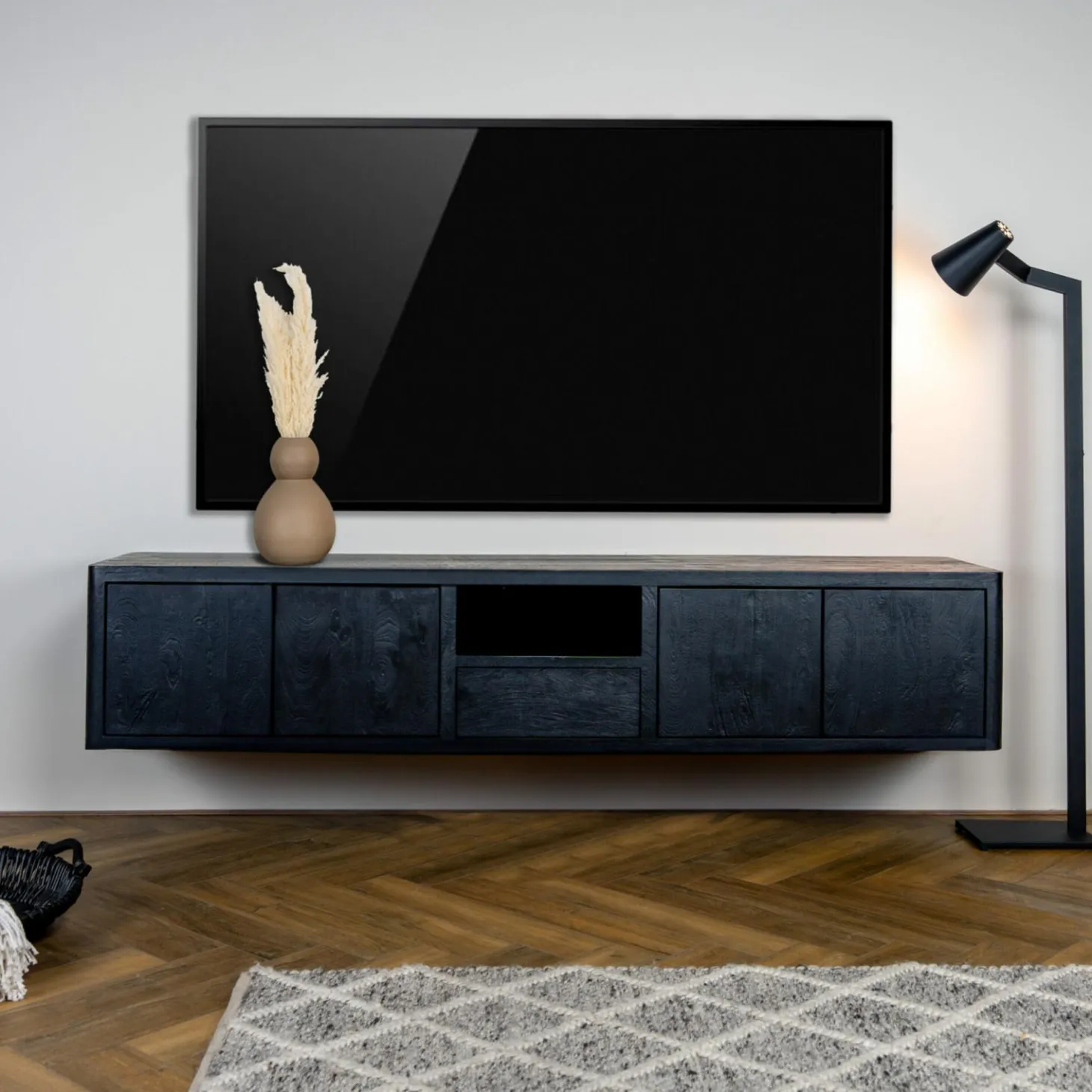 TV-meubel Tenna Zwart - 200 cm - Loft24.nl