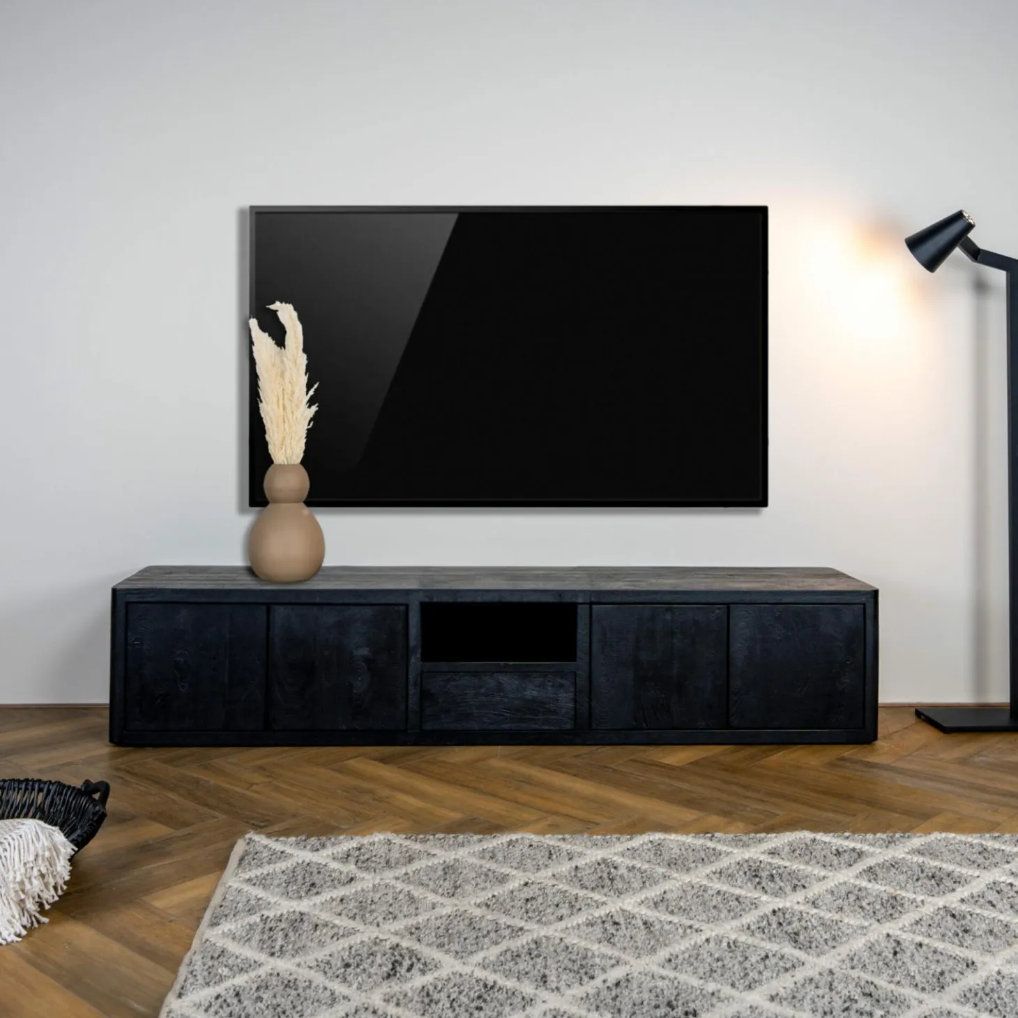 TV-meubel Tenna Zwart - 200 cm - Loft24.nl