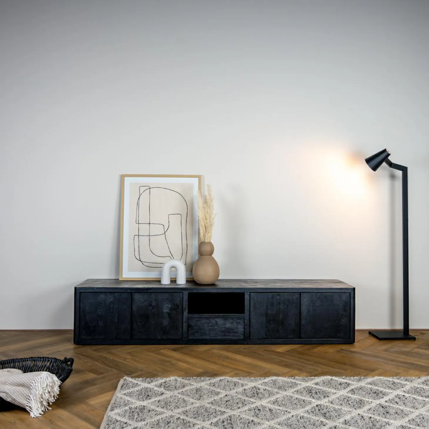 TV-meubel Tenna Zwart - 200 cm - Loft24.nl