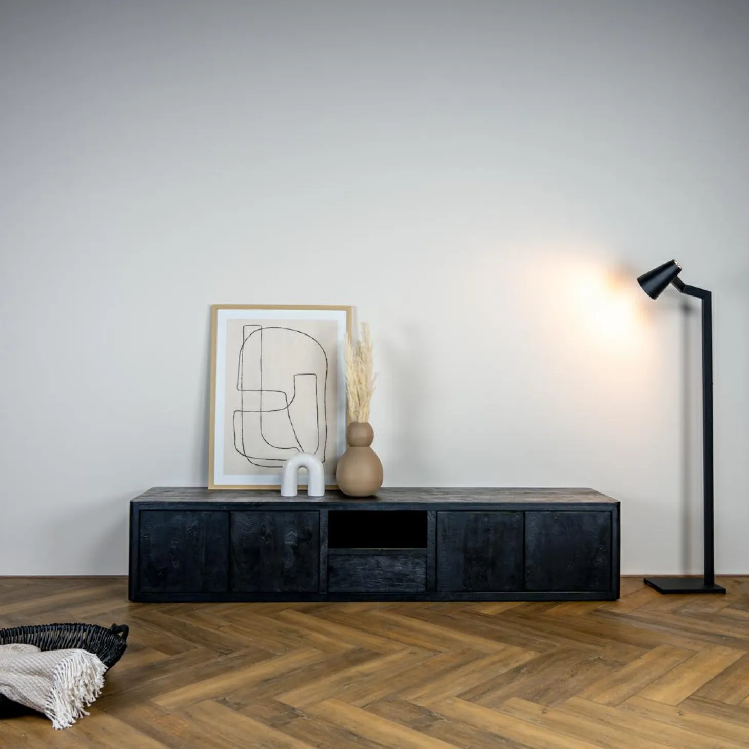 TV-meubel Tenna Zwart - 200 cm - Loft24.nl