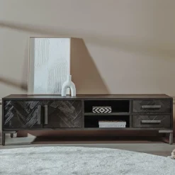TV-meubel Ziano Visgraat 185 cm - Zwart - Loft24.nl
