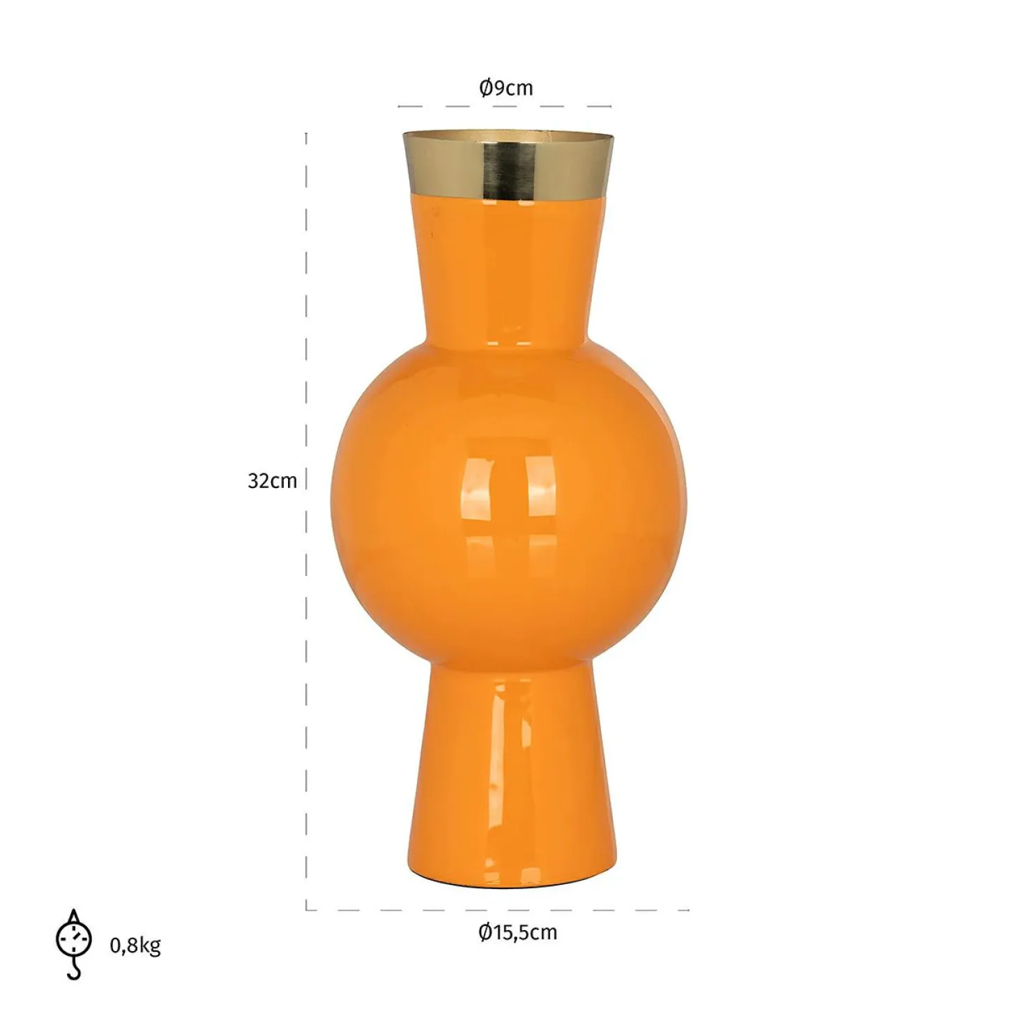 Vaas Clem 30cm hoog kleur Oranje - Loft24.nl