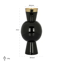 Vaas Florence 37cm hoog kleur Zwart - Loft24.nl