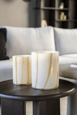 Vaas Hurricane Niala Glas 24 cm - Beige - Loft24.nl