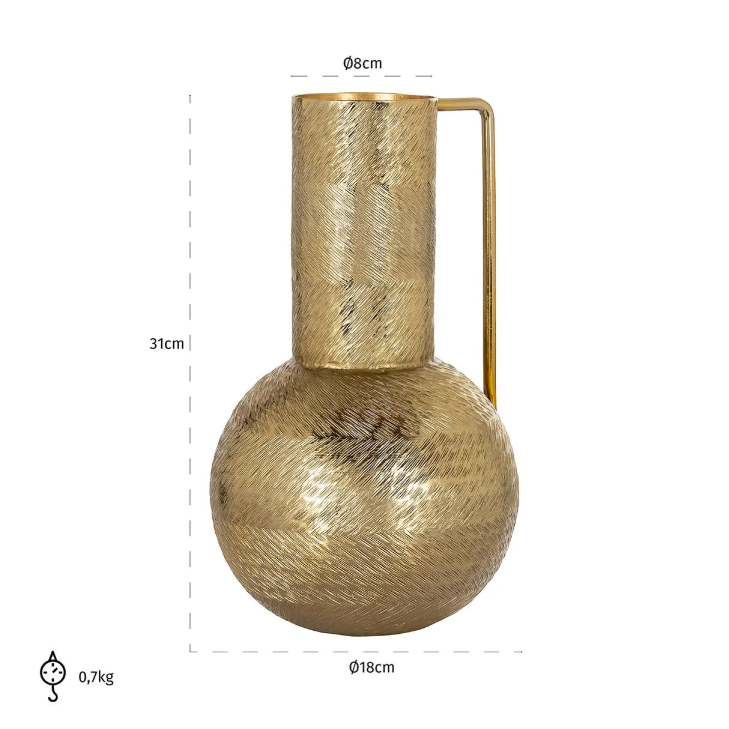 Vaas Leia 31cm hoog kleur Goud - Loft24.nl