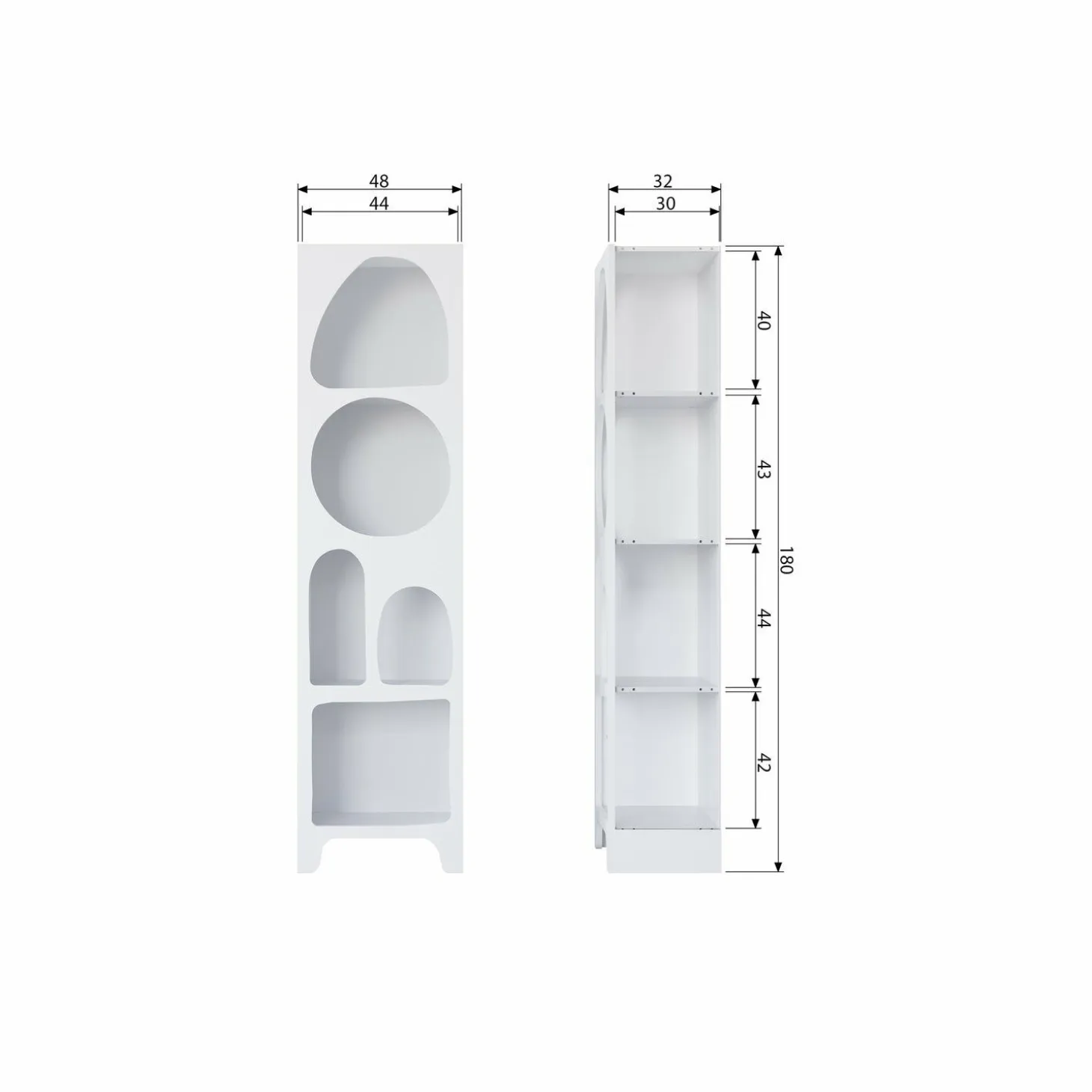 Vakkenkast Caz kleur Wit - 180 x 48cm - Loft24.nl