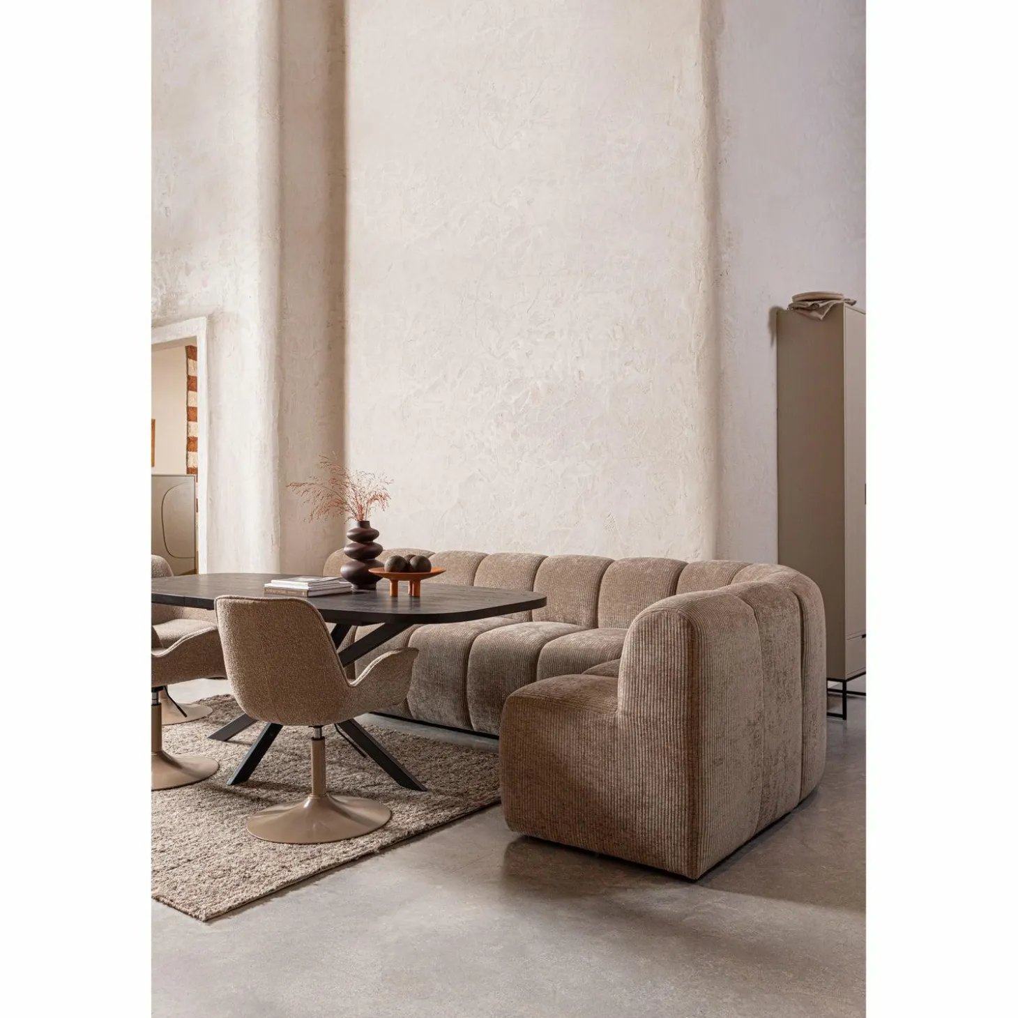 Verstelbare Eetkamerstoel Marten Geweven stof - Zand - Loft24.nl