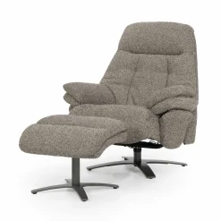 Verstelbare Fauteuil Caleb Met voetenbank - Taupe - Loft24.nl