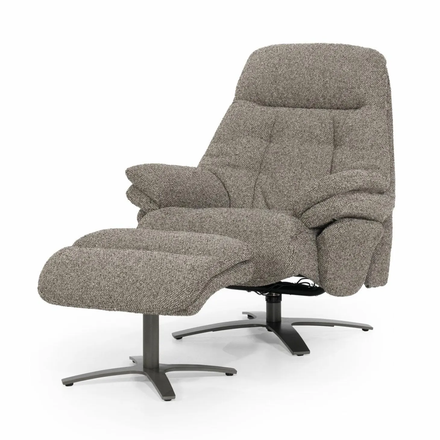 Verstelbare Fauteuil Caleb Met voetenbank - Taupe - Loft24.nl