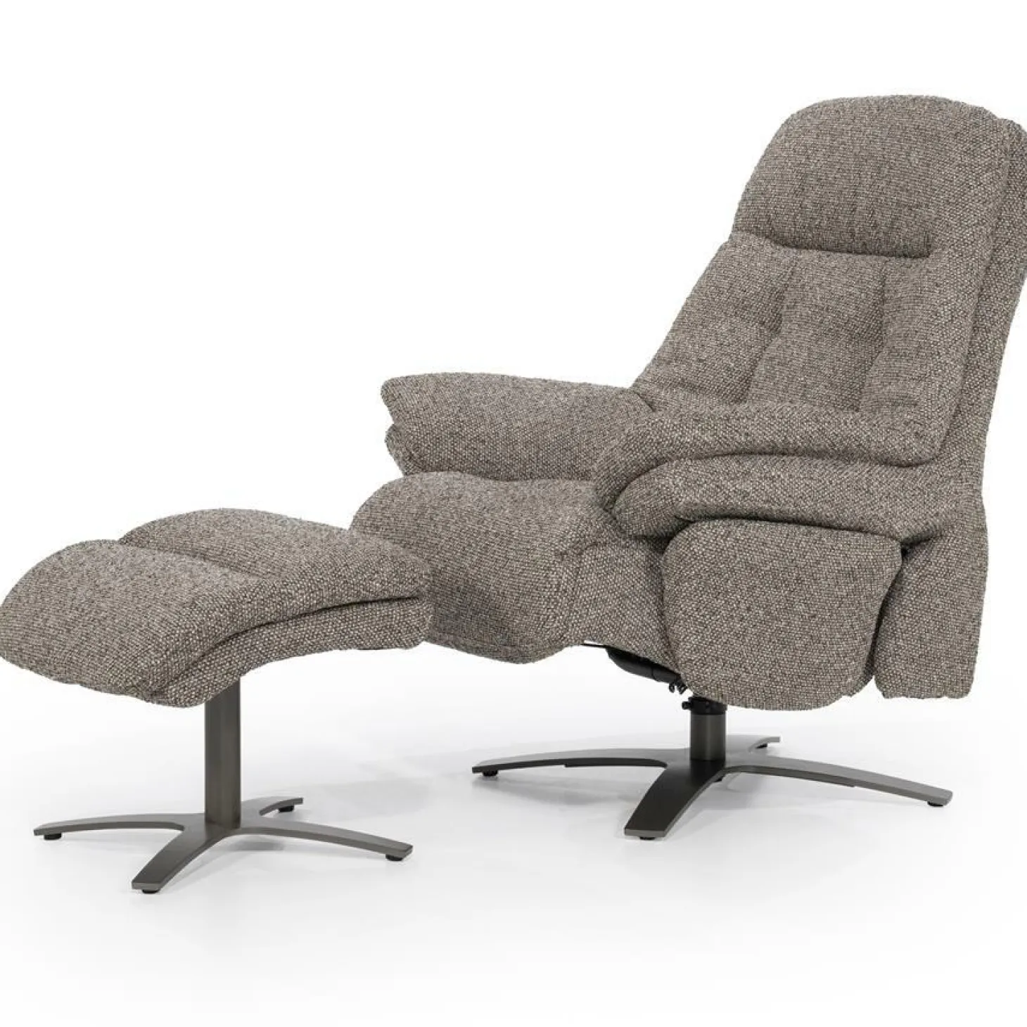 Verstelbare Fauteuil Caleb Met voetenbank - Taupe - Loft24.nl