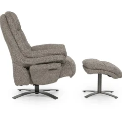 Verstelbare Fauteuil Caleb Met voetenbank - Taupe - Loft24.nl