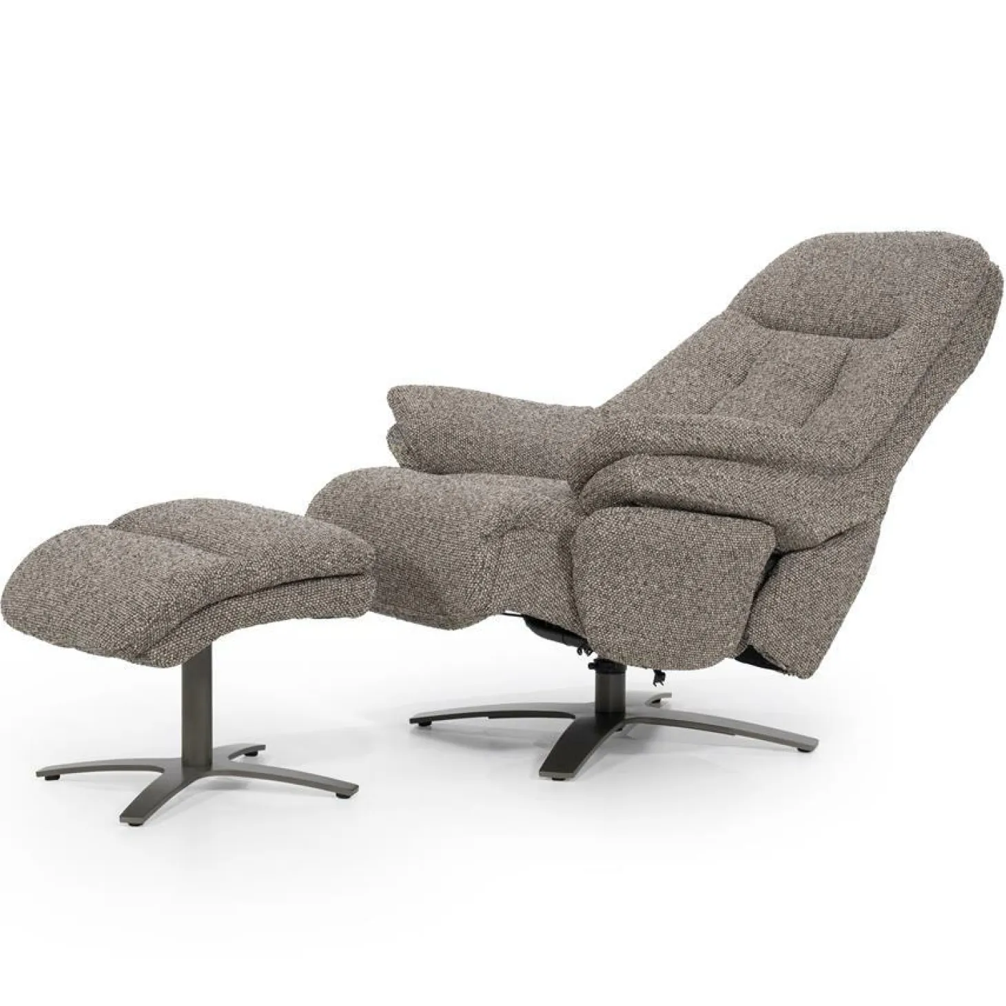 Verstelbare Fauteuil Caleb Met voetenbank - Taupe - Loft24.nl