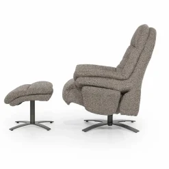 Verstelbare Fauteuil Caleb Met voetenbank - Taupe - Loft24.nl