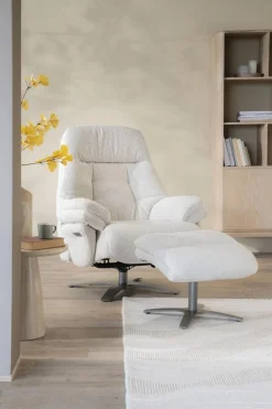 Verstelbare Fauteuil Caleb Met voetenbank - Beige - Loft24.nl