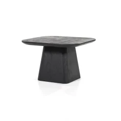 Vierkante Bijzettafel Aron Mangohout - Zwart 60 cm - Loft24.nl
