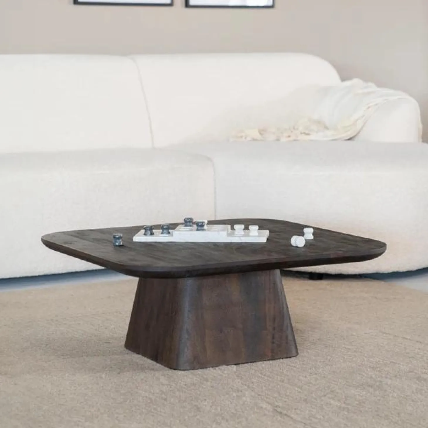 Vierkante Salontafel Aron Mangohout - Bruin 80 cm - Loft24.nl