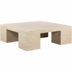 Vierkante Salontafel Biltmore Travertin 110 x 110 cm - Beige - Loft24.nl