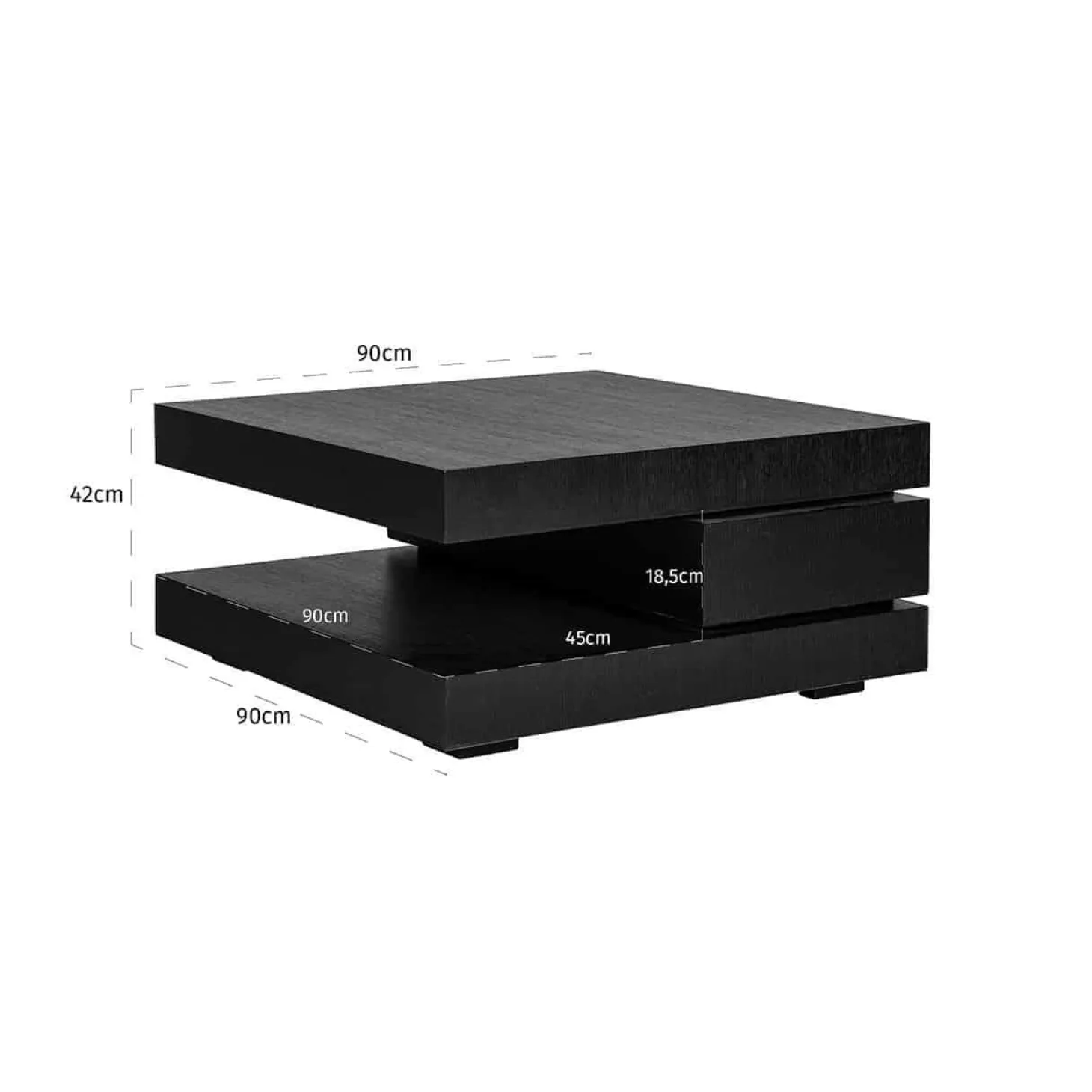 Vierkante Salontafel Oakura 90 cm - Zwart - Loft24.nl