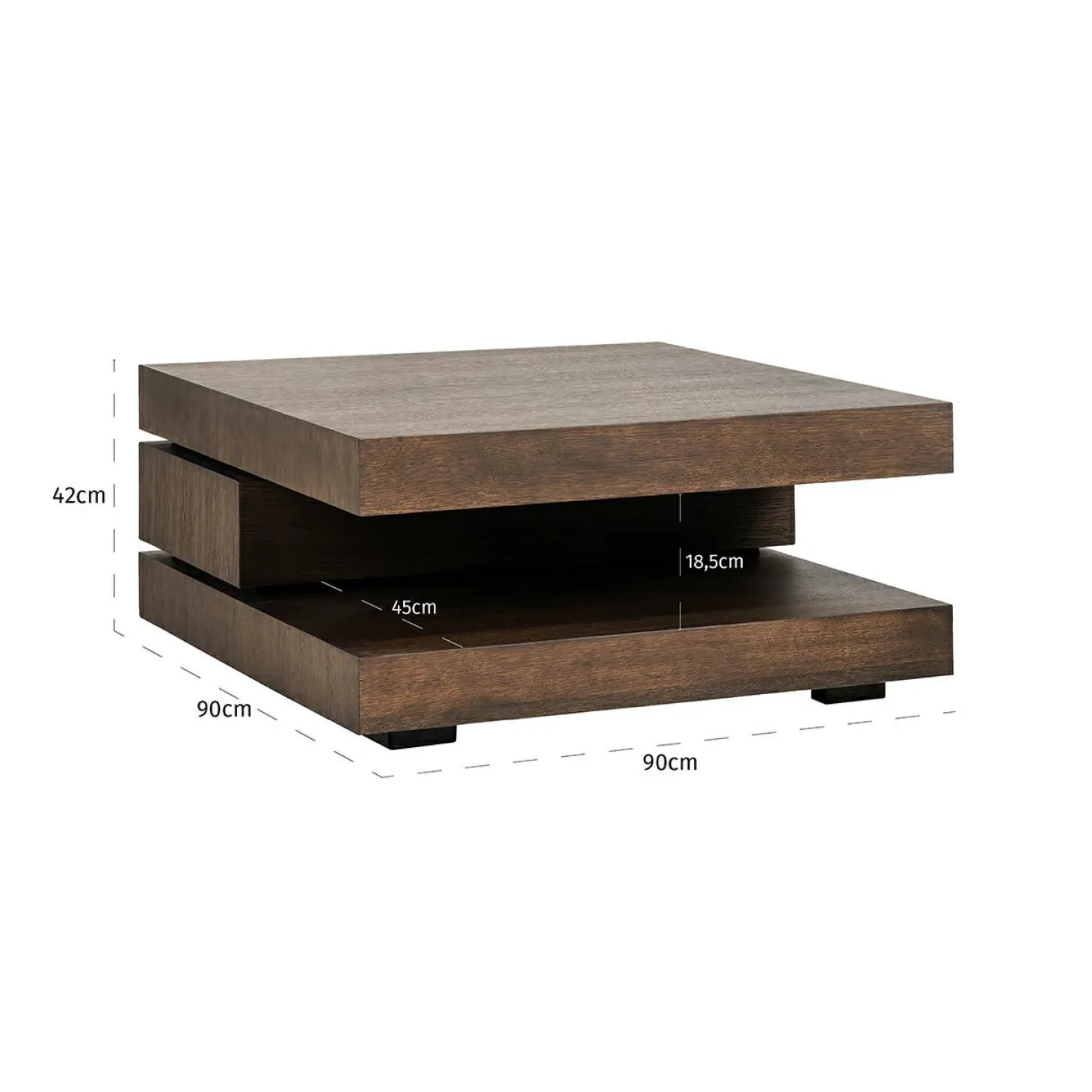 Vierkante Salontafel Oakura 90 cm - Bruin - Loft24.nl