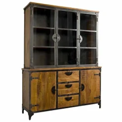 Vitrinekast Basto 210 x 160 cm Mangohout - Loft24.nl