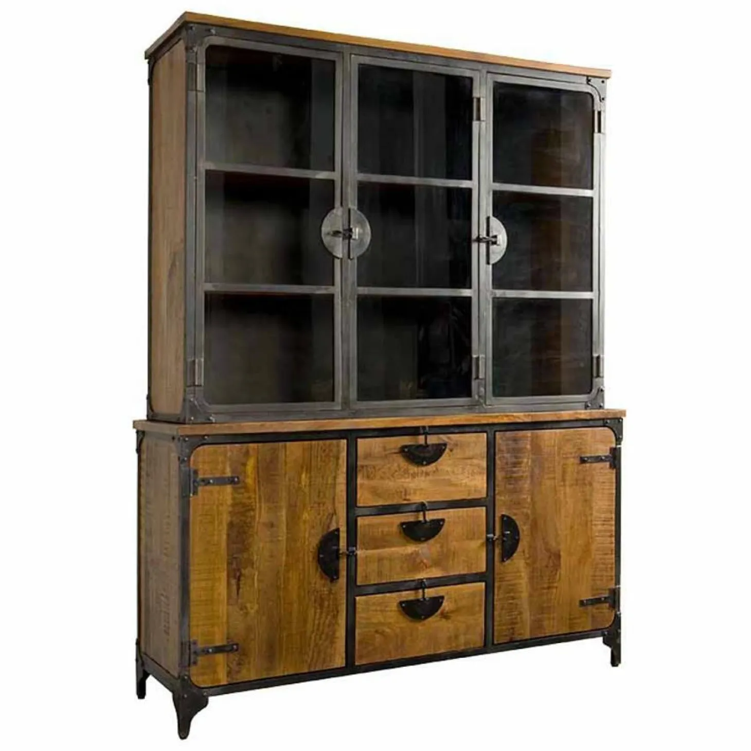 Vitrinekast Basto 210 x 160 cm Mangohout - Loft24.nl