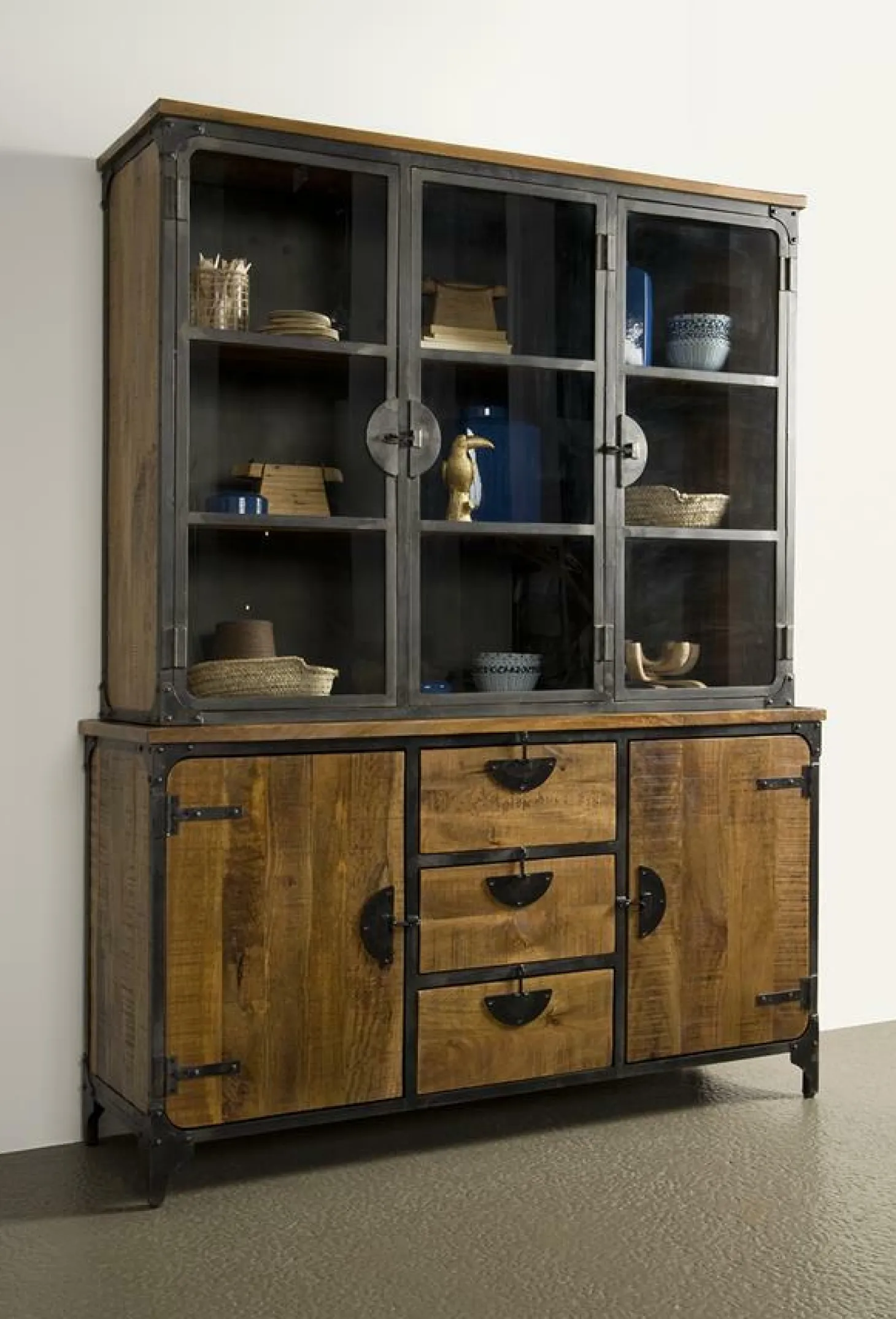 Vitrinekast Basto 210 x 160 cm Mangohout - Loft24.nl