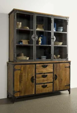 Vitrinekast Basto 210 x 160 cm Mangohout - Loft24.nl