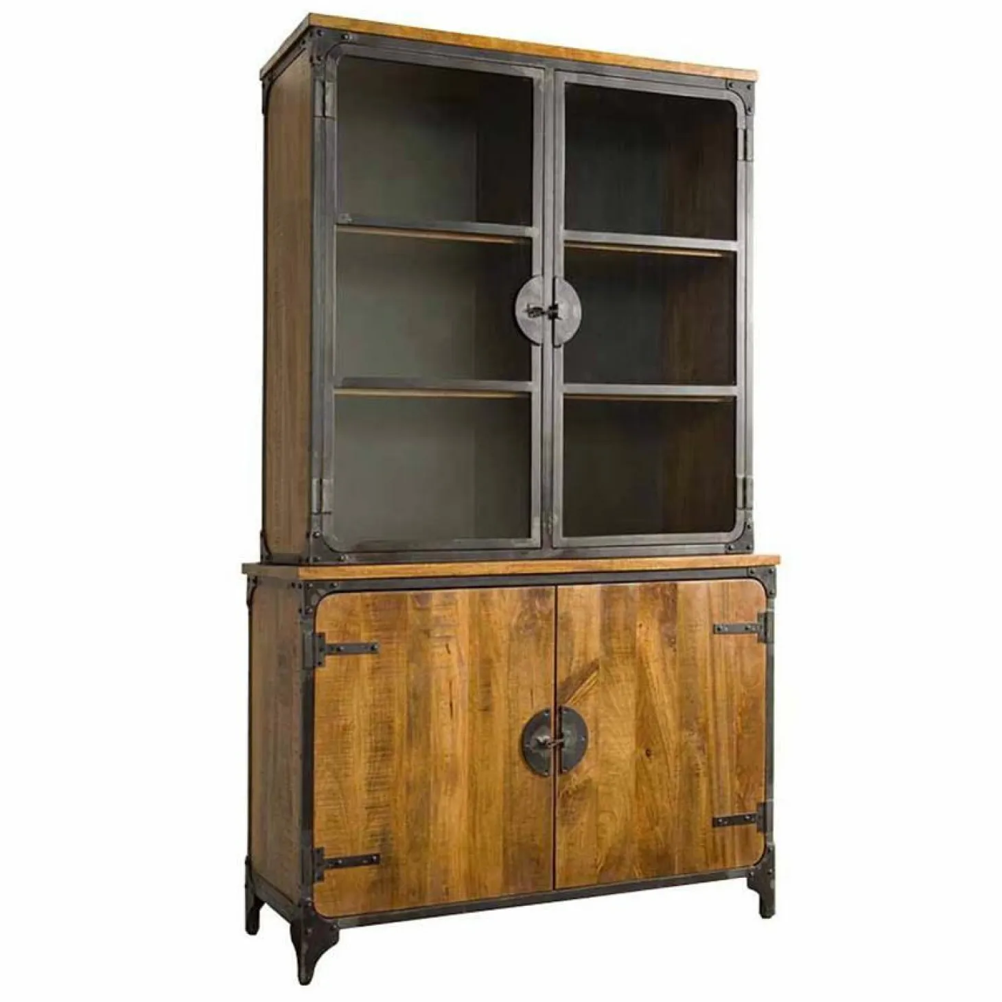 Vitrinekast Basto 210 x 120 cm Mangohout - Loft24.nl