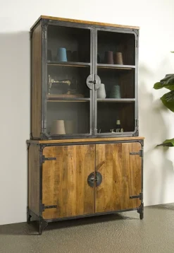 Vitrinekast Basto 210 x 120 cm Mangohout - Loft24.nl