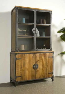 Vitrinekast Basto 210 x 120 cm Mangohout - Loft24.nl