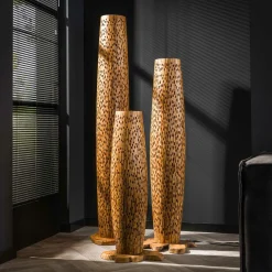 Vloerlamp Bars Small 104cm 2 lampen Teakhout - Loft24.nl