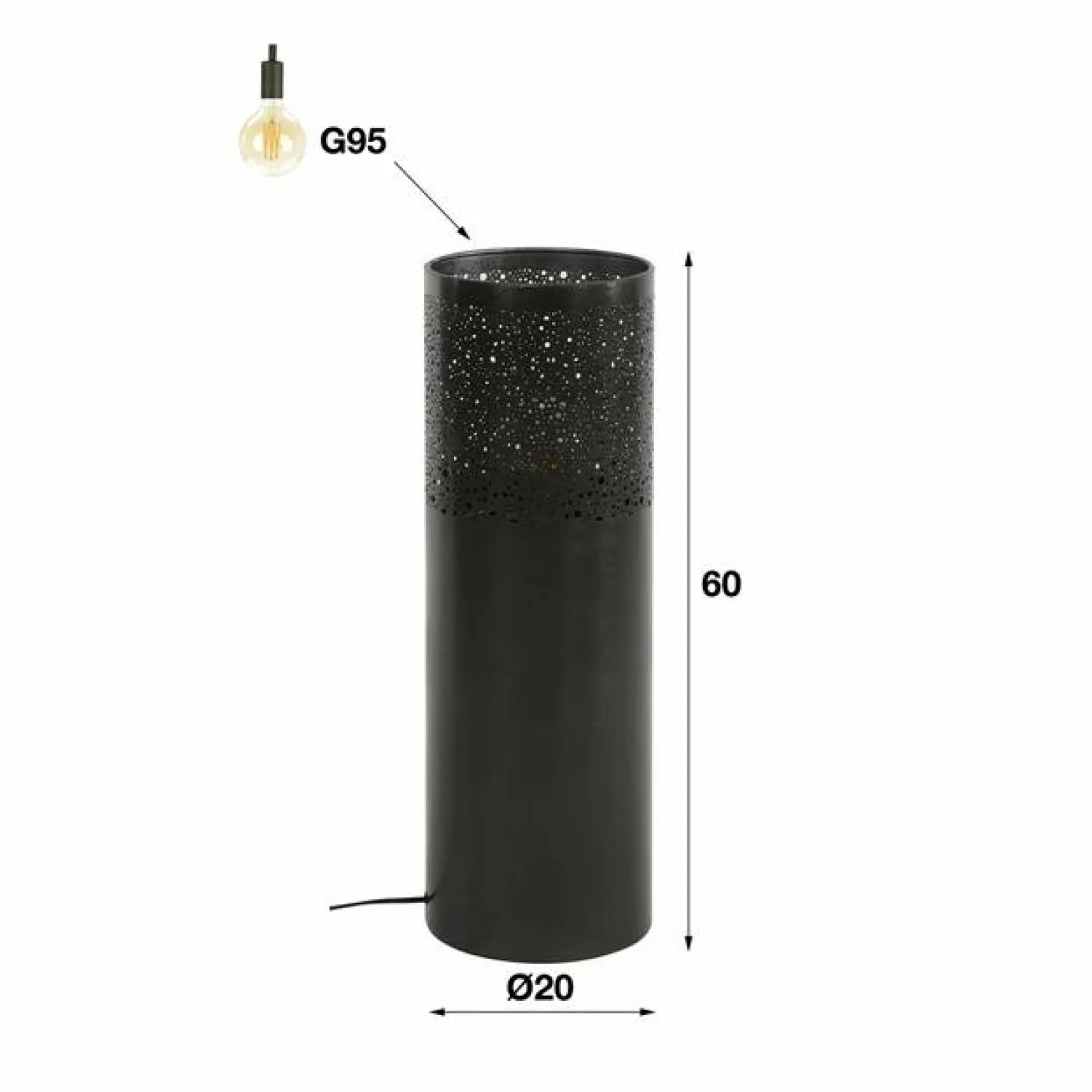 Vloerlamp Cilinder Zwart Nikkel - 60 cm - Loft24.nl