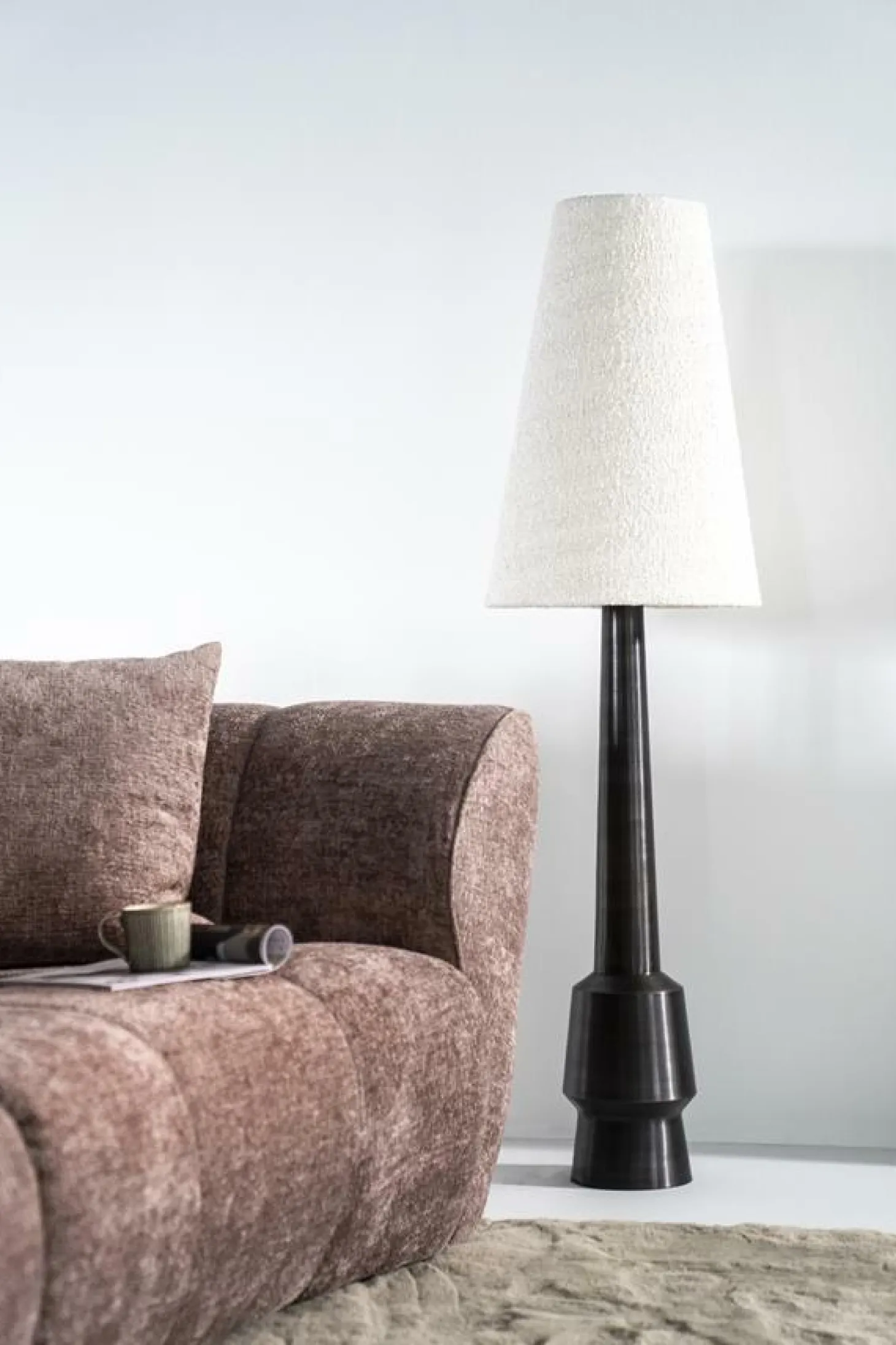 Vloerlamp Dawn Bouclé en metaal 146cm - Loft24.nl