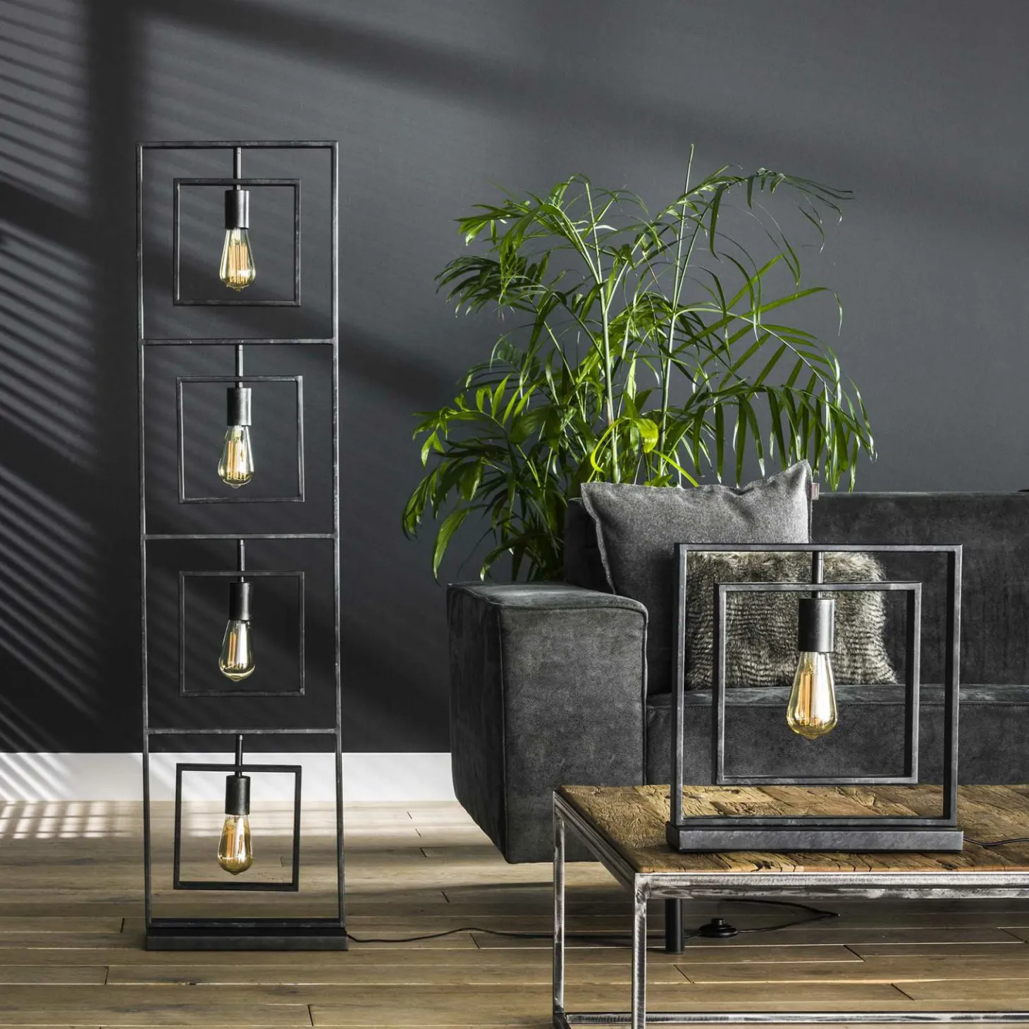 Vloerlamp Turn Square - 4 lampen - Loft24.nl