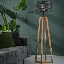 Vloerlamp Twist Houten Kruis Frame - 1 lamp - Loft24.nl