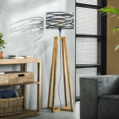 Vloerlamp Twist Houten Kruis Frame - 1 lamp - Loft24.nl