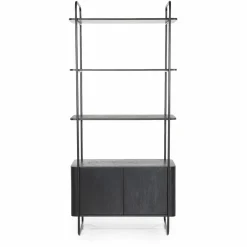 Wandkast James Mangohout en Metaal 96x210cm - Zwart - Loft24.nl