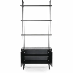 Wandkast James Mangohout en Metaal 96x210cm - Zwart - Loft24.nl