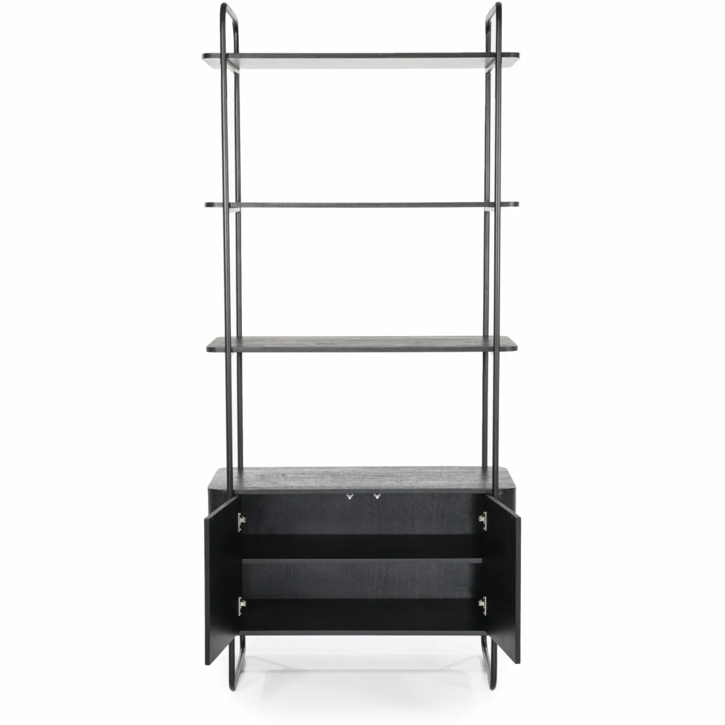 Wandkast James Mangohout en Metaal 96x210cm - Zwart - Loft24.nl