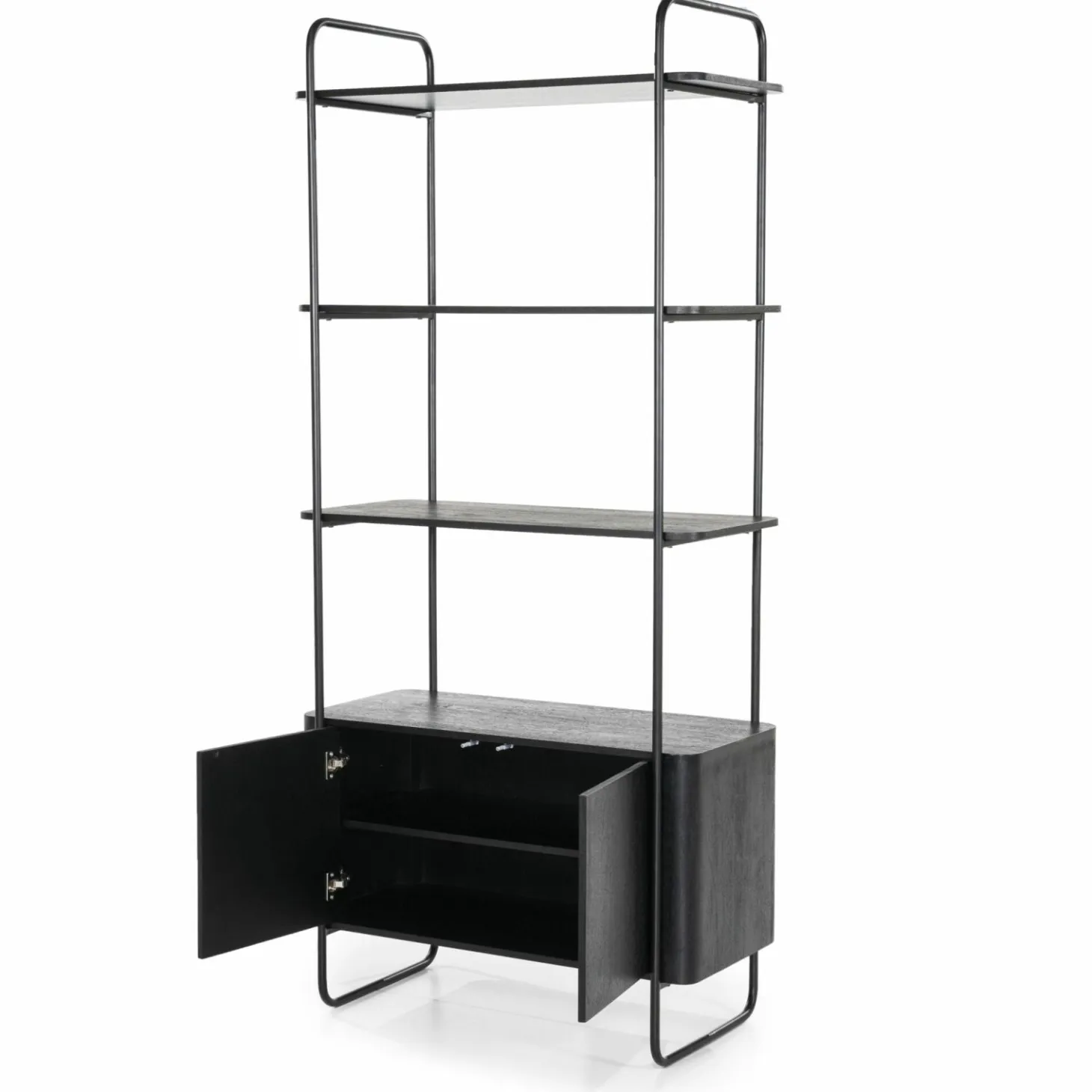 Wandkast James Mangohout en Metaal 96x210cm - Zwart - Loft24.nl