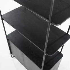 Wandkast James Mangohout en Metaal 96x210cm - Zwart - Loft24.nl