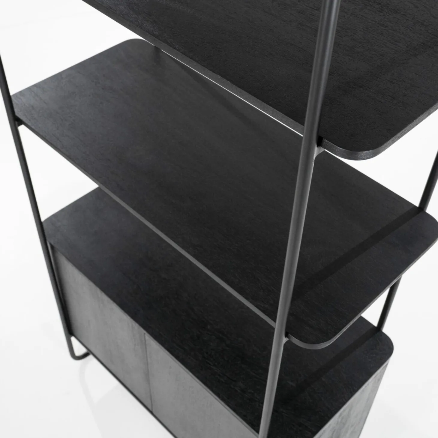 Wandkast James Mangohout en Metaal 96x210cm - Zwart - Loft24.nl