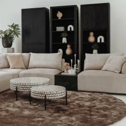 Wandkast Tenna Mangohout met 2 open vakken 220 x 80 cm - Zwart - Loft24.nl