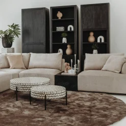 Wandkast Tenna Mangohout met 2 open vakken 220 x 80 cm - Zwart - Loft24.nl