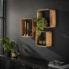 Wandplank Vierkant Acaciahout - Set van 3 stuks - Loft24.nl