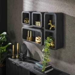 Wandschap Dark Clay - Set van 4 Stuks - Loft24.nl