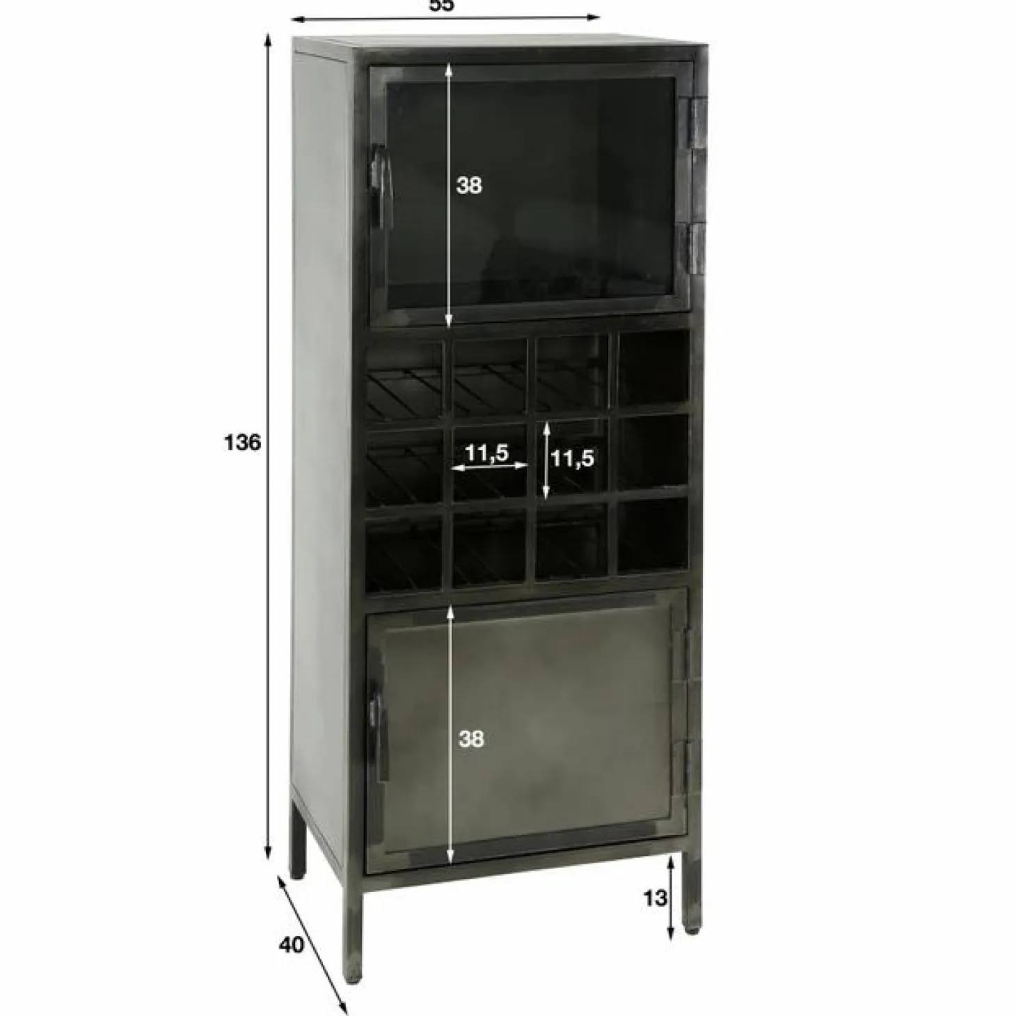 Wijnkast Ruff Metal 135 x 55 cm - Loft24.nl