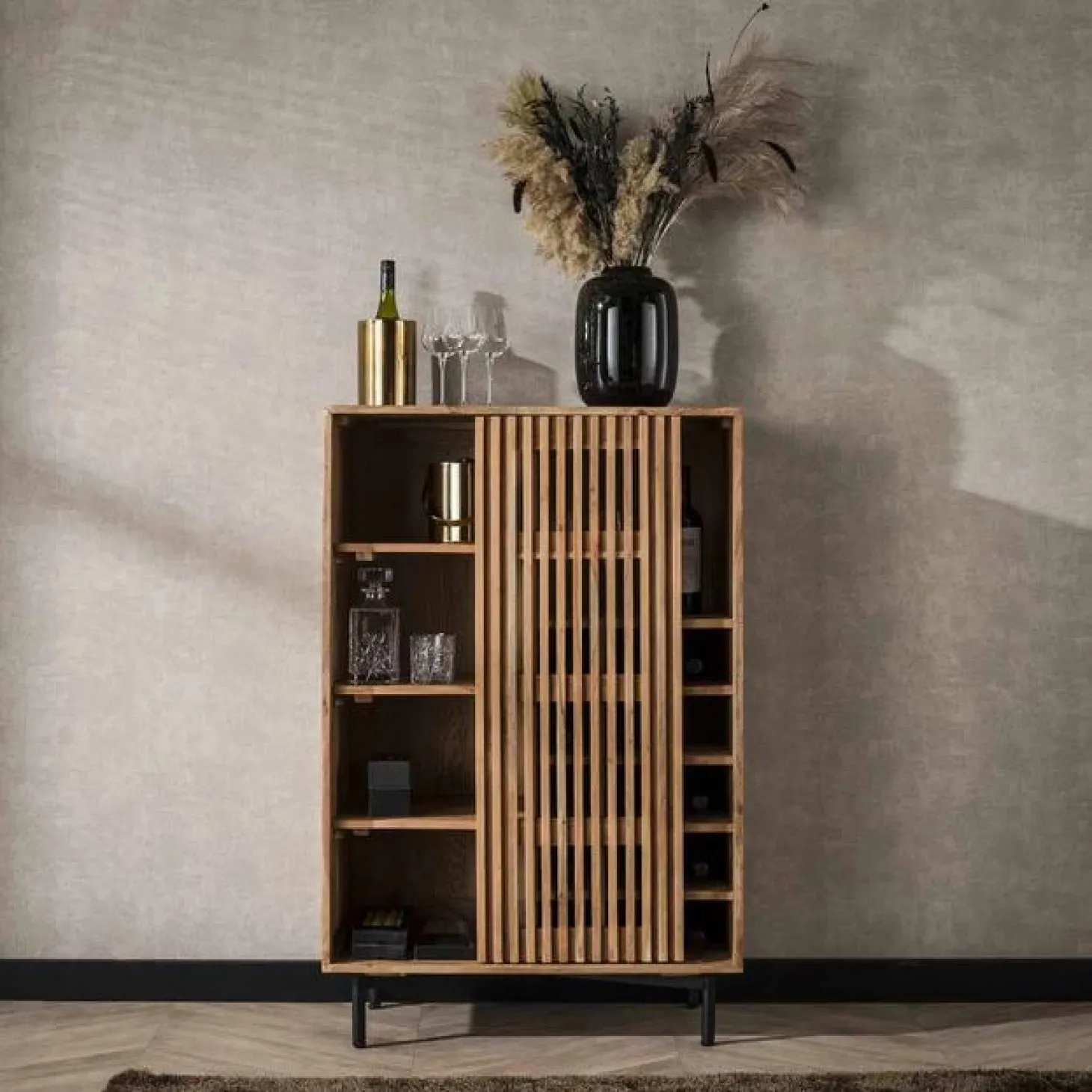 Wijnkast Slide Acaciahout voor 15 flessen - Loft24.nl