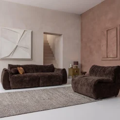 2-zits Bank Baggy Geweven chenille - Donkerbruin - Loft24.nl